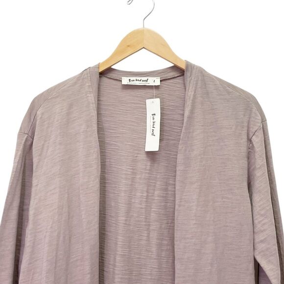 NWT Three Bird Nest Mocha Long Duster Cardigan Size Large 100% Cotton Open Front - Picture 8 of 13